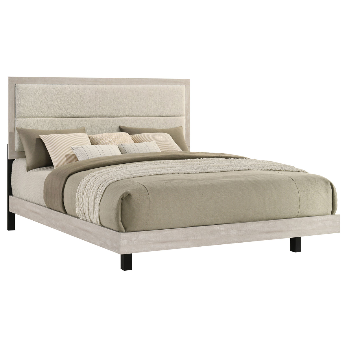 Trenton 54-inch Wood Panel Bed Rustic Cream - Eastern King