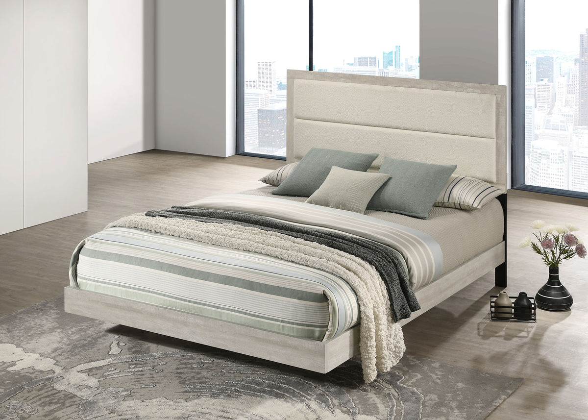 Trenton 54-inch Wood Panel Bed Rustic Cream - Queen