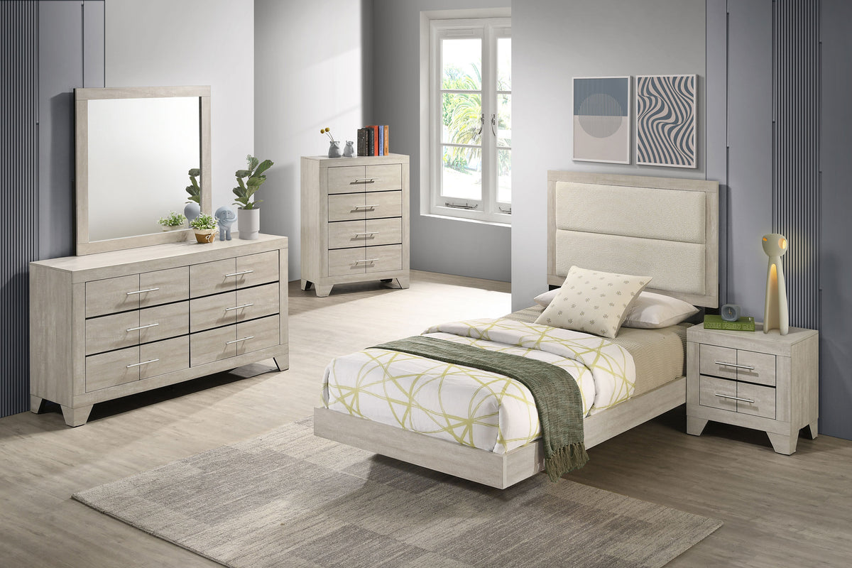 Trenton 54-inch Wood Panel Bed Rustic Cream - Twin