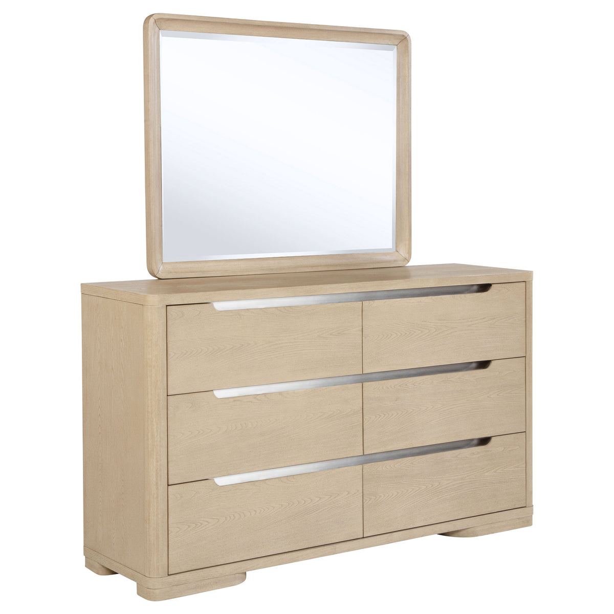 Ladera 6-drawer Bedroom Dresser Light Elm - With Mirror