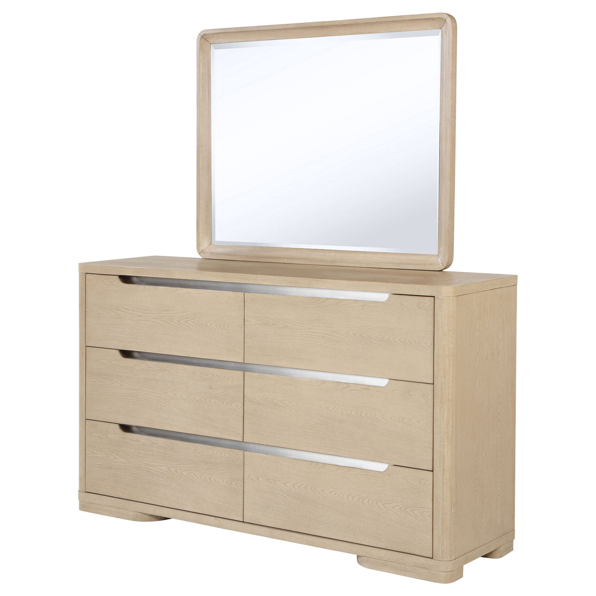 Ladera 6-drawer Bedroom Dresser Light Elm - With Mirror
