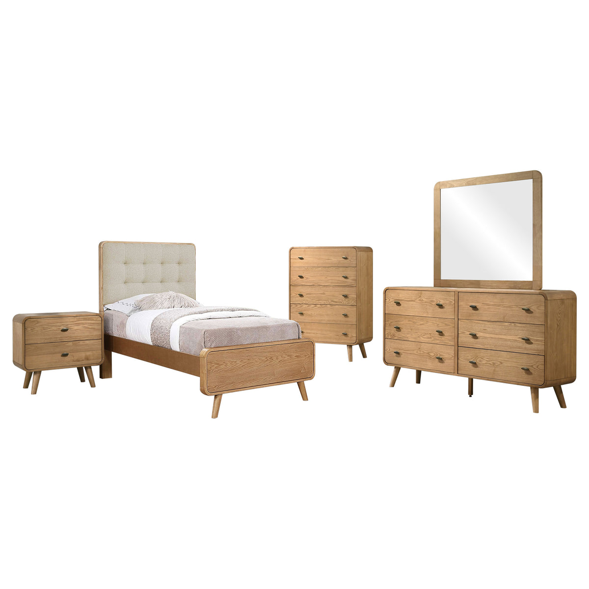 Robyn 5-piece Bedroom Set - Twin, Light Ash