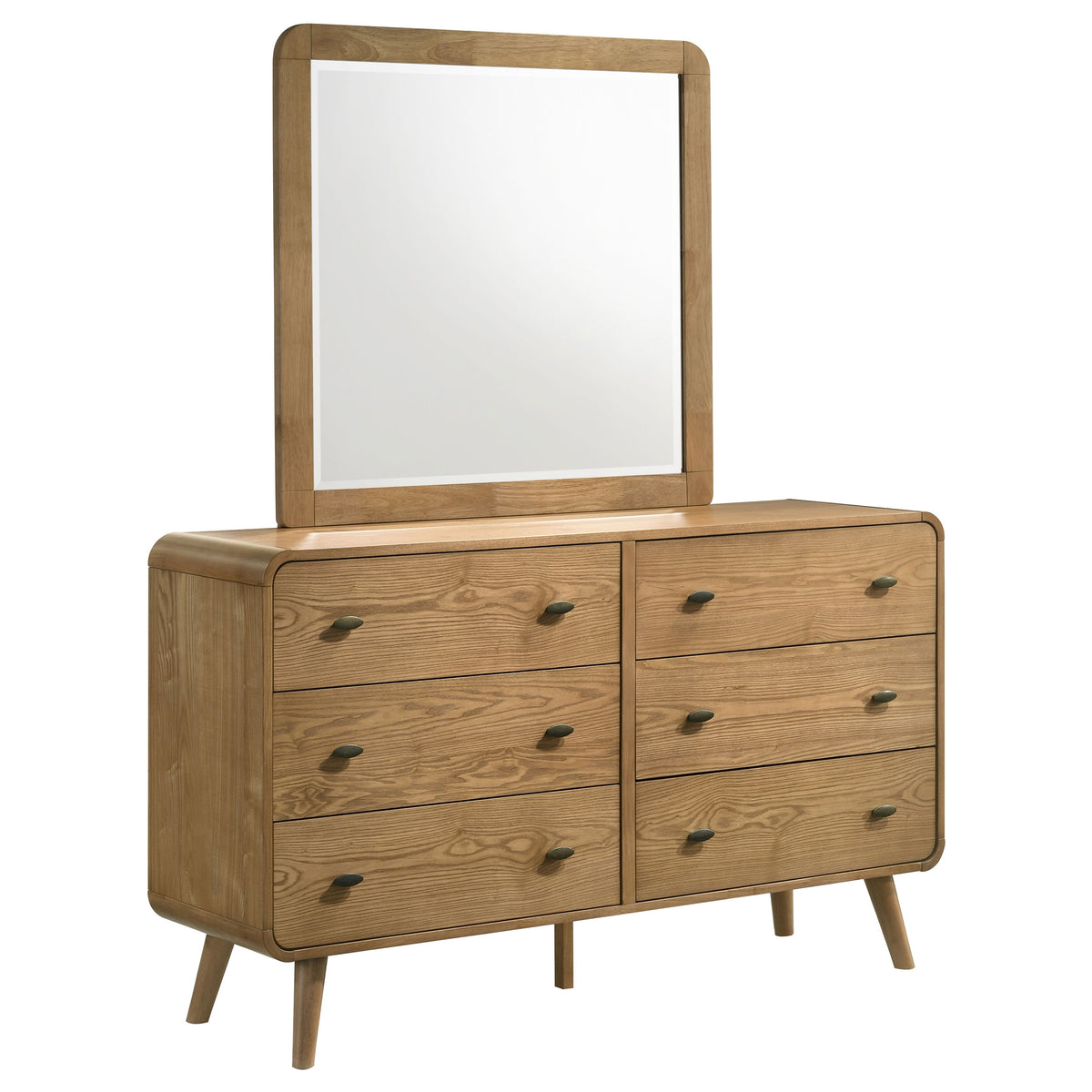 Robyn 6-drawer Dresser - Light Ash, With Mirror