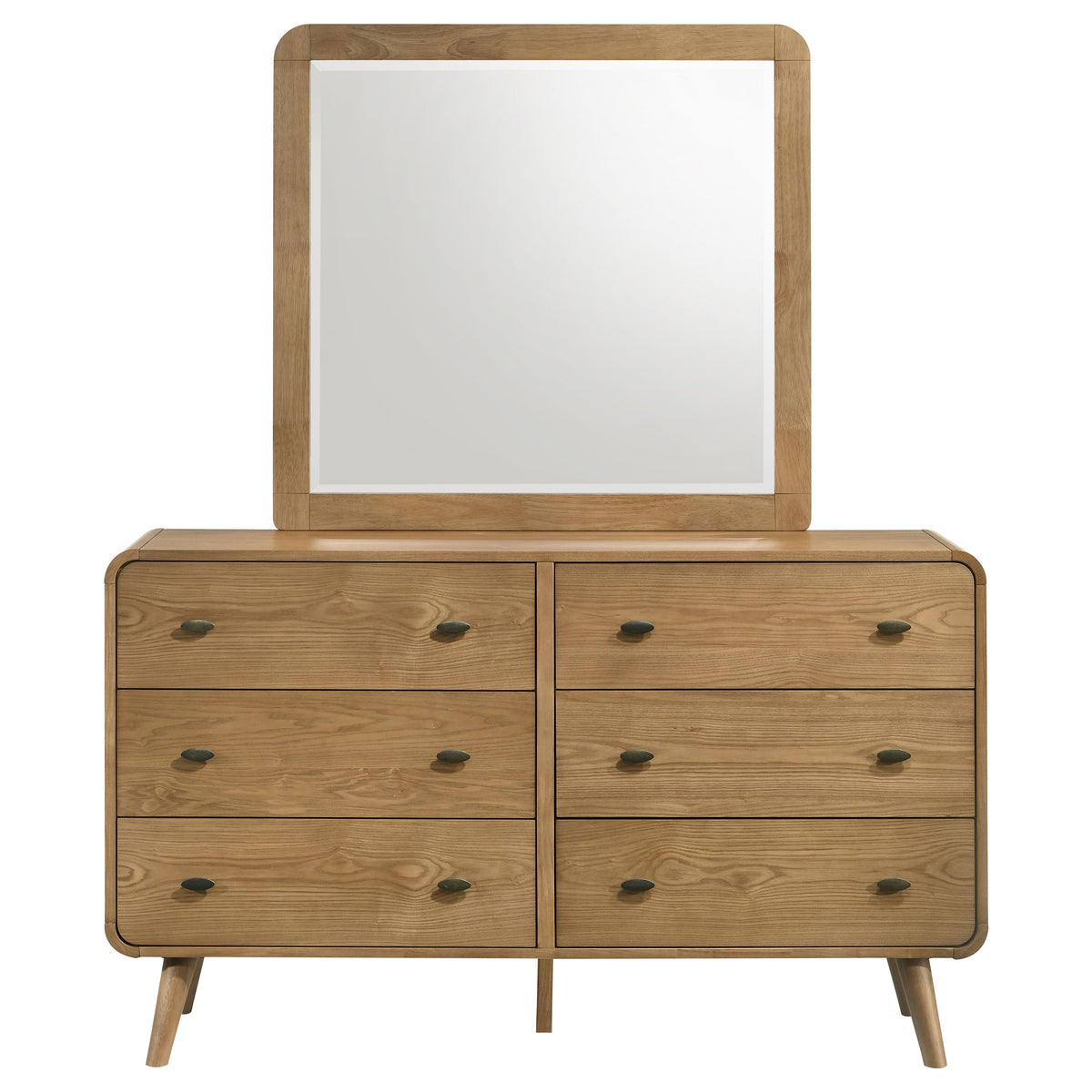 Robyn 6-drawer Dresser - Light Ash, With Mirror