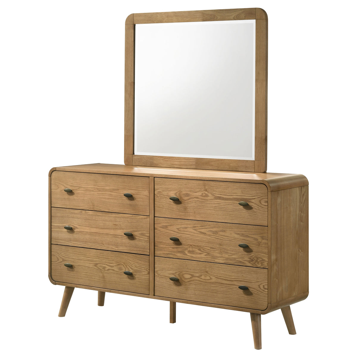 Robyn 6-drawer Dresser - Light Ash, With Mirror