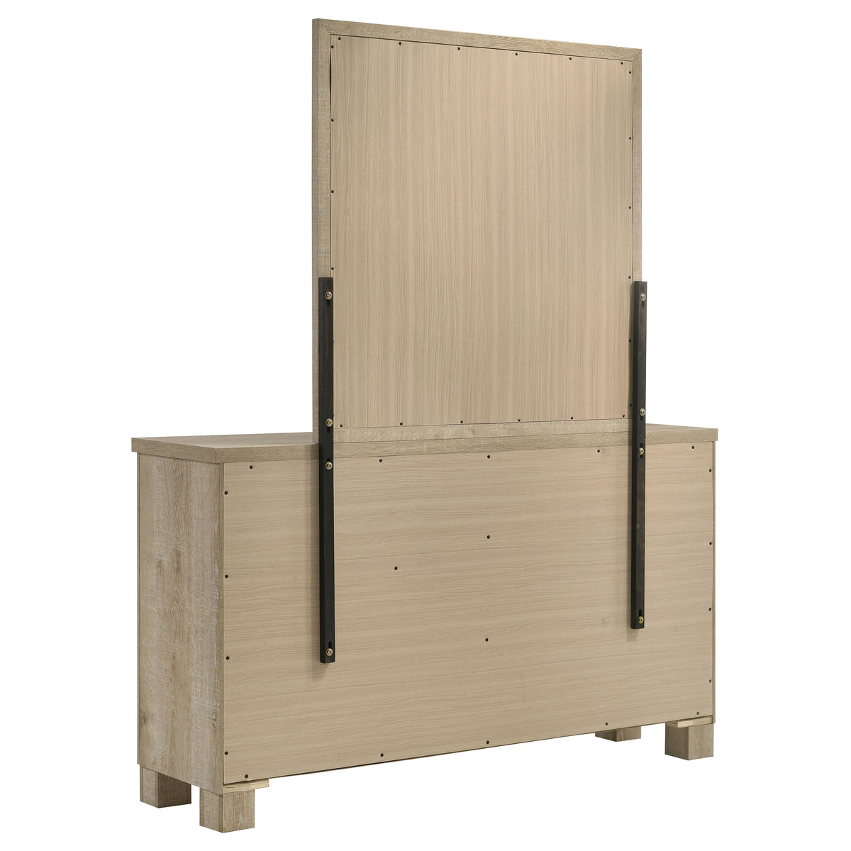 Oakglen 6-drawer Bedroom Dresser Weathered Oak - With Mirror