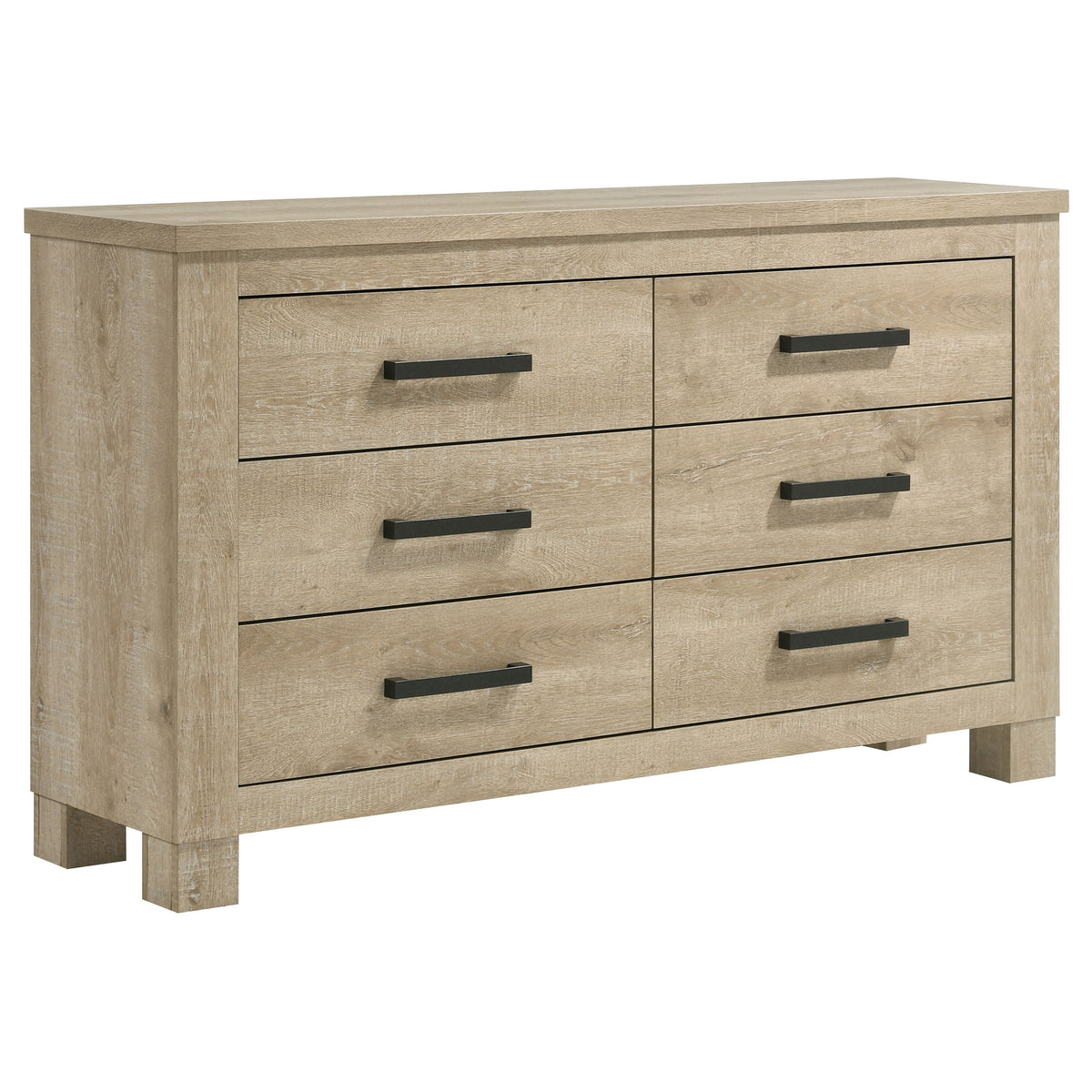 Oakglen 6-drawer Bedroom Dresser Weathered Oak - Without Mirror