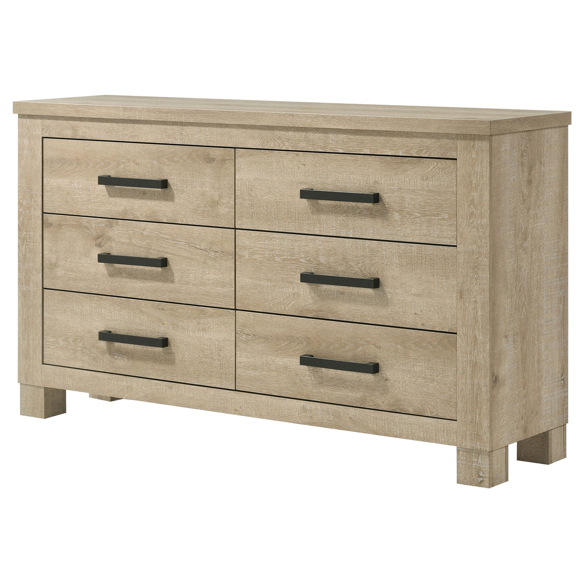 Oakglen 6-drawer Bedroom Dresser Weathered Oak - Without Mirror