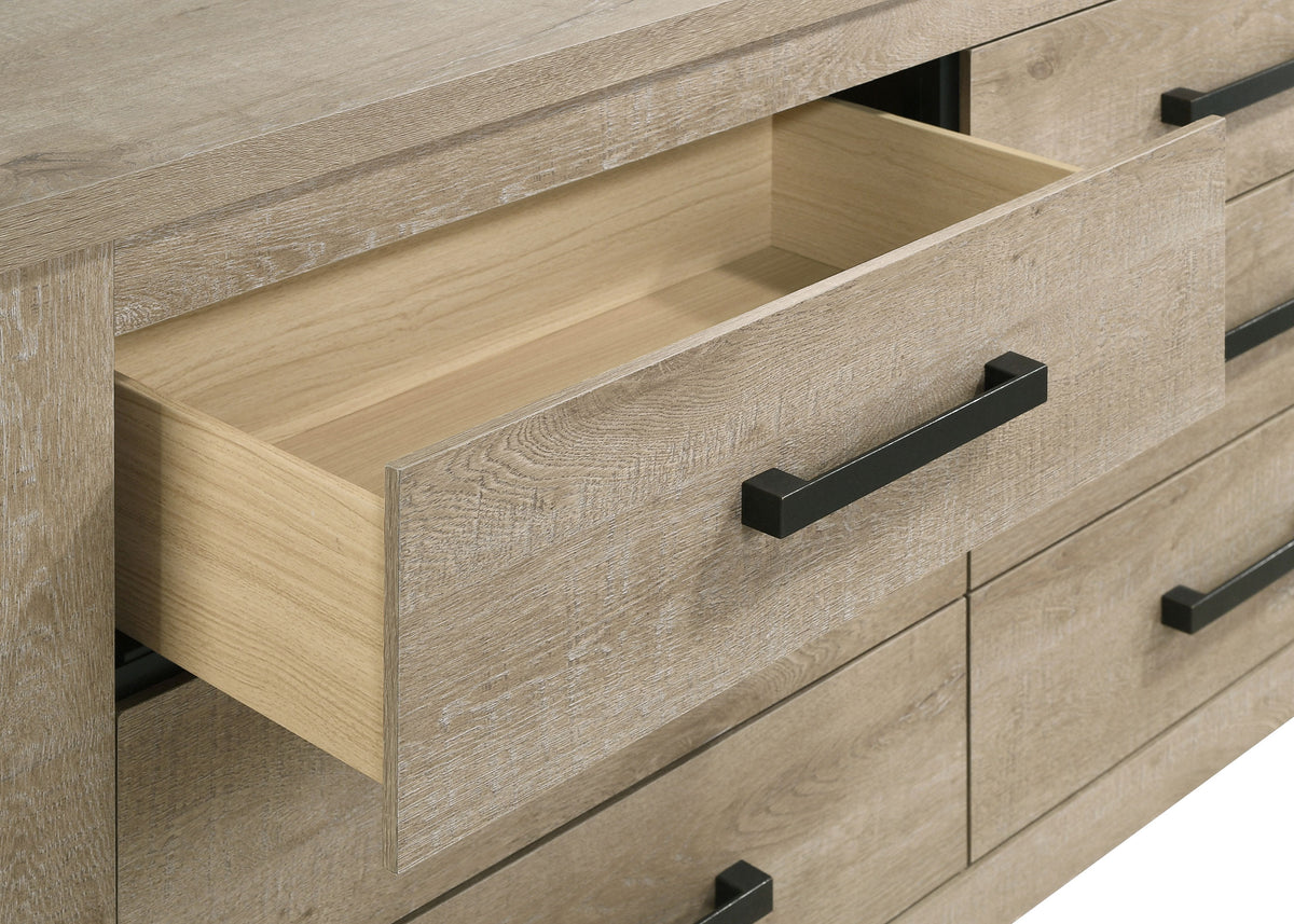 Oakglen 6-drawer Bedroom Dresser Weathered Oak - Without Mirror