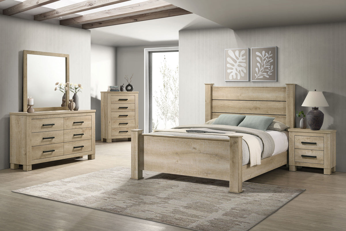Oakglen 6-drawer Bedroom Dresser Weathered Oak - Without Mirror