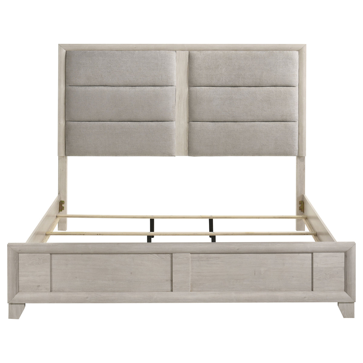 Farre Upholstered Panel Bed - Eastern King, Washed Grey and Light Grey