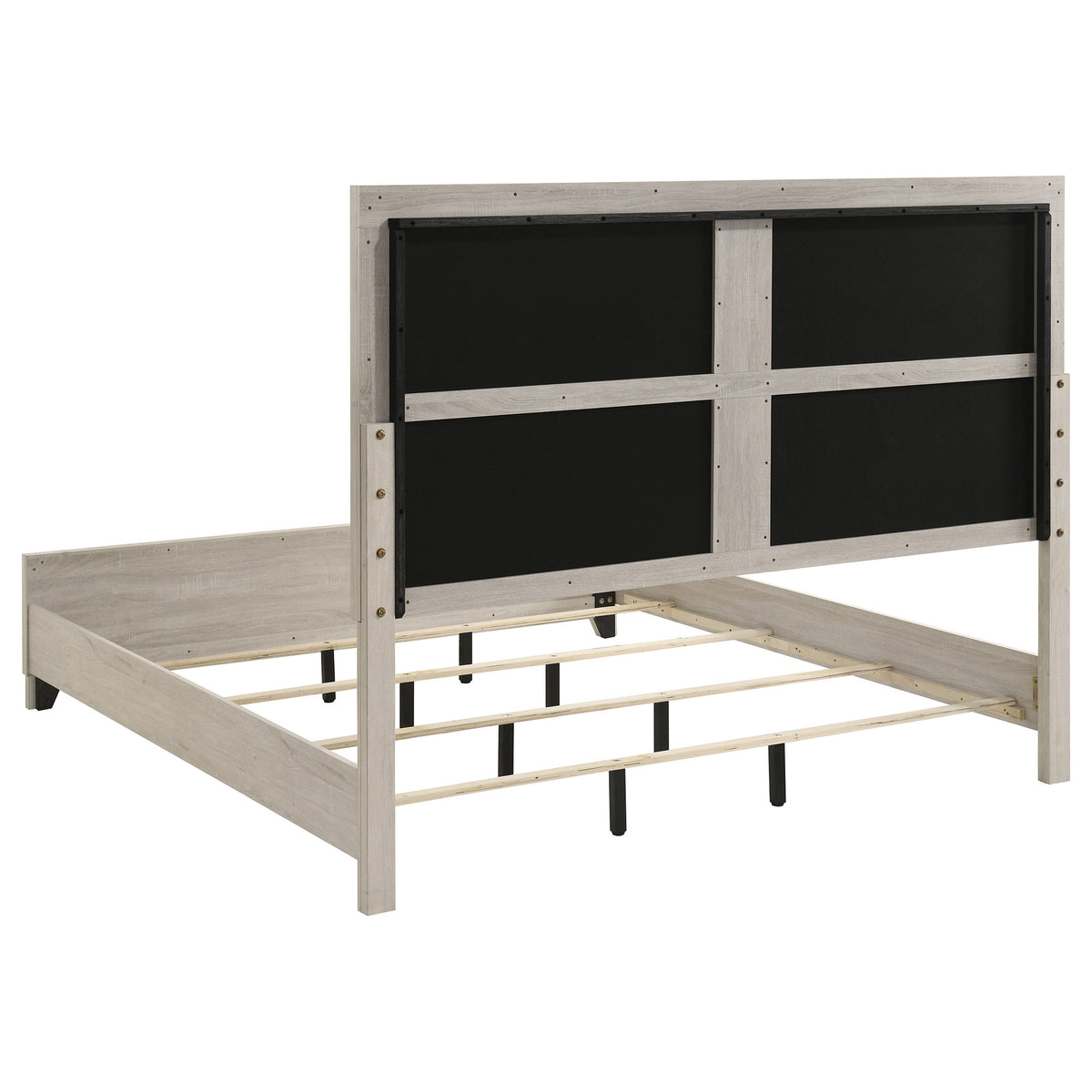 Farre Upholstered Panel Bed - Eastern King, Washed Grey and Light Grey