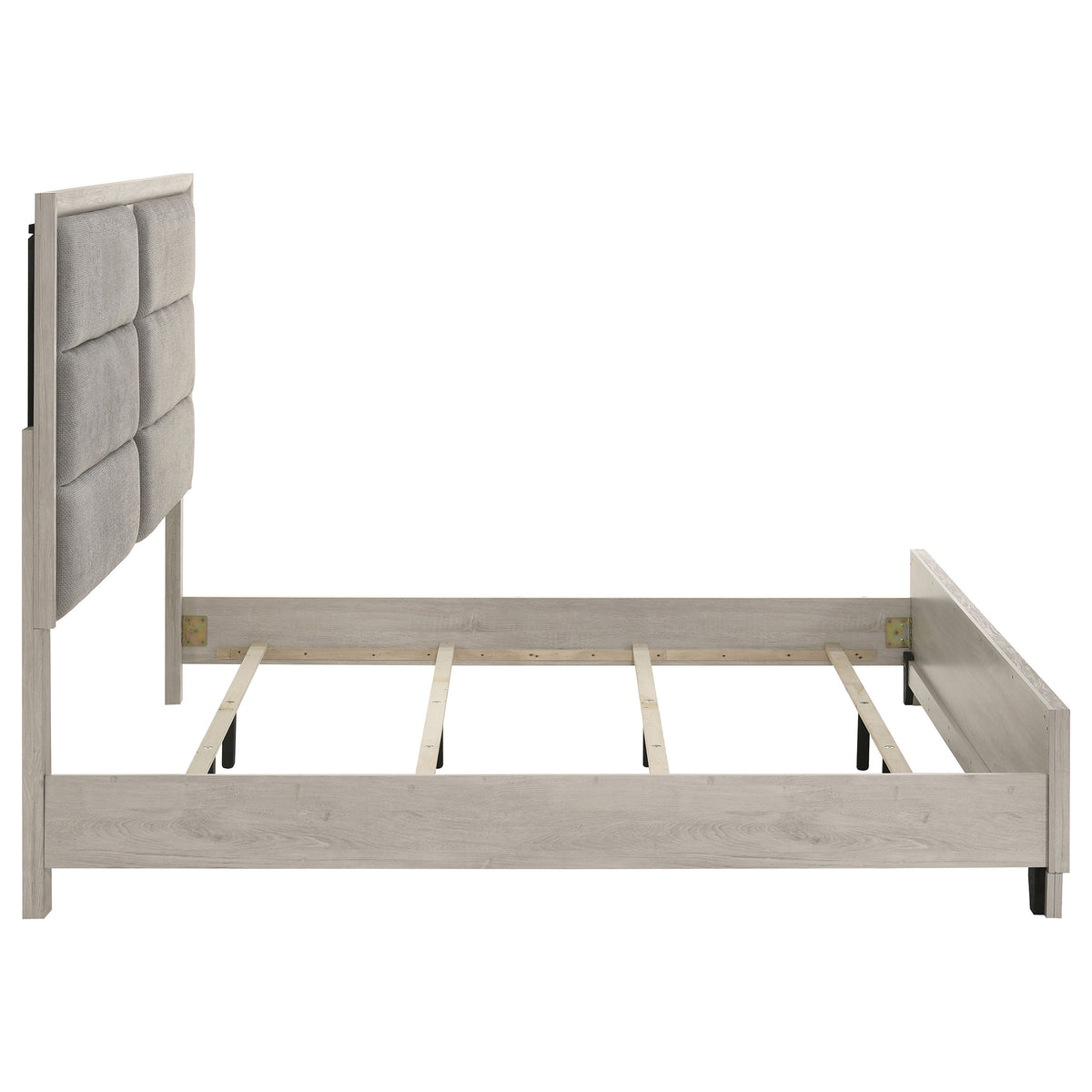 Farre Upholstered Panel Bed - Eastern King, Washed Grey and Light Grey
