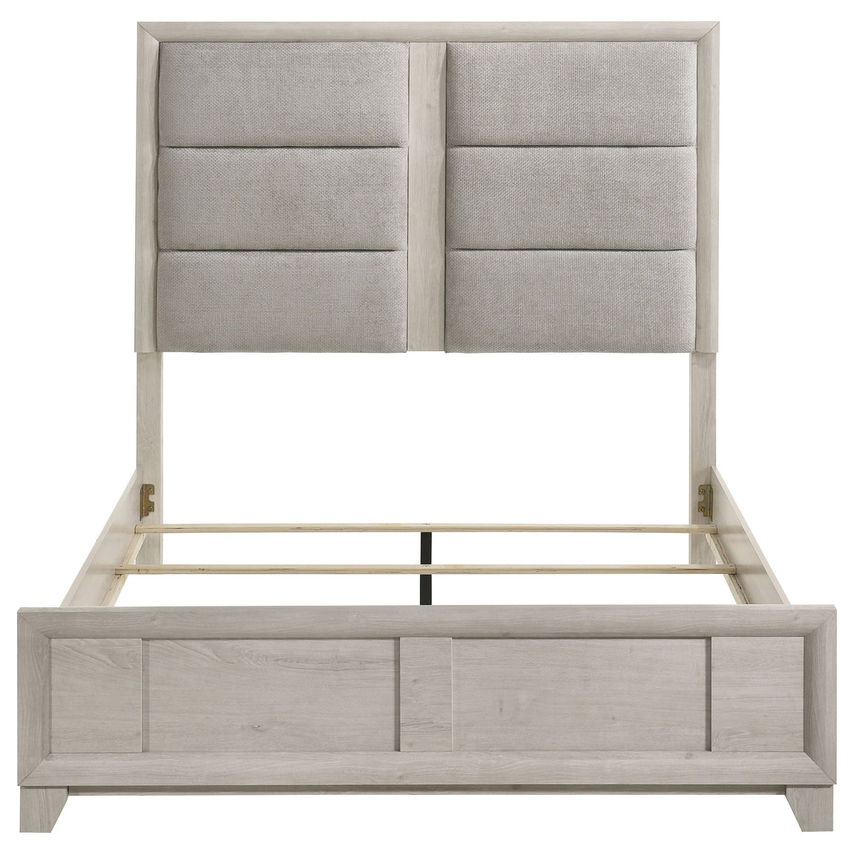 Farre Upholstered Panel Bed - Queen, Washed Grey and Light Grey