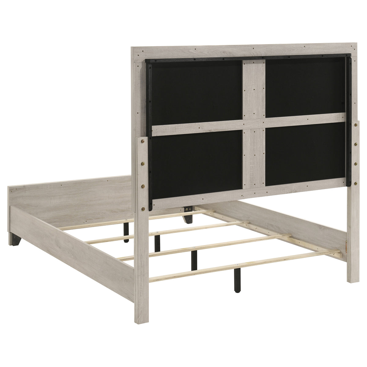 Farre Upholstered Panel Bed - Queen, Washed Grey and Light Grey