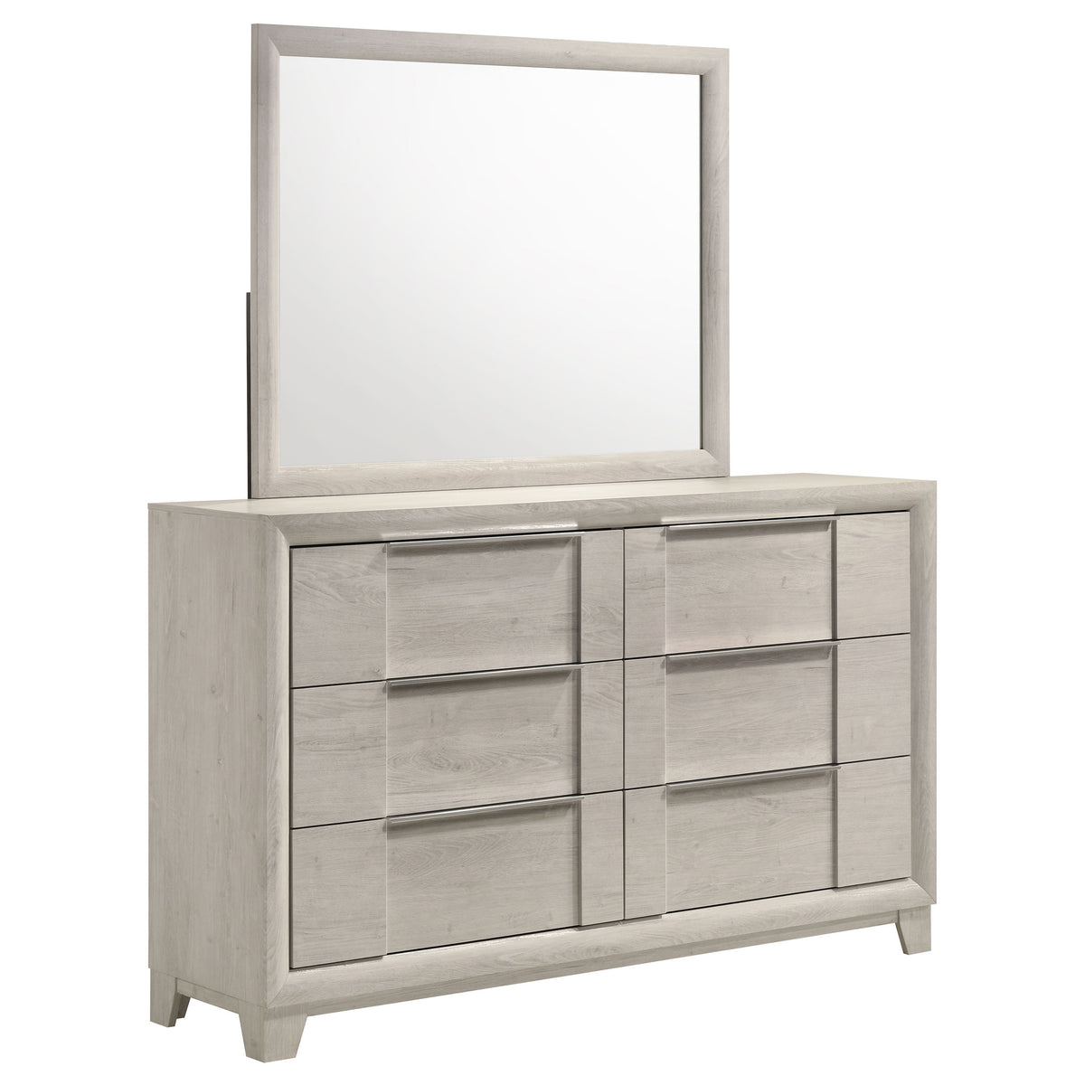 Farre 6-drawer Dresser - Washed Grey, With Mirror
