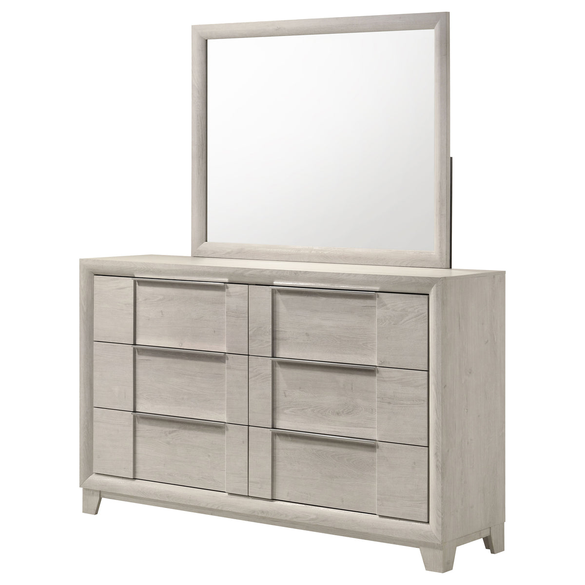 Farre 6-drawer Dresser - Washed Grey, With Mirror