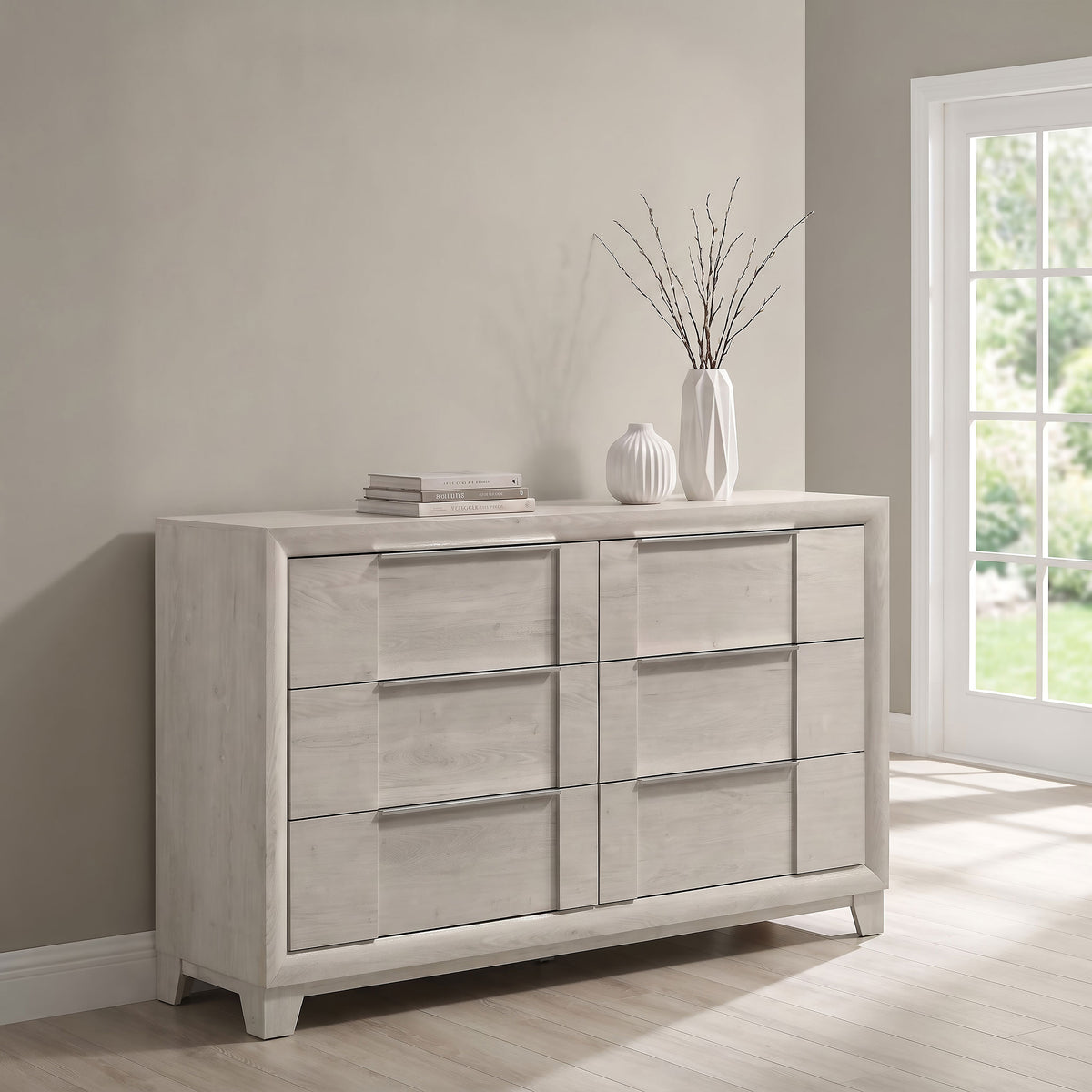 Farre 6-drawer Dresser - Washed Grey, Without Mirror