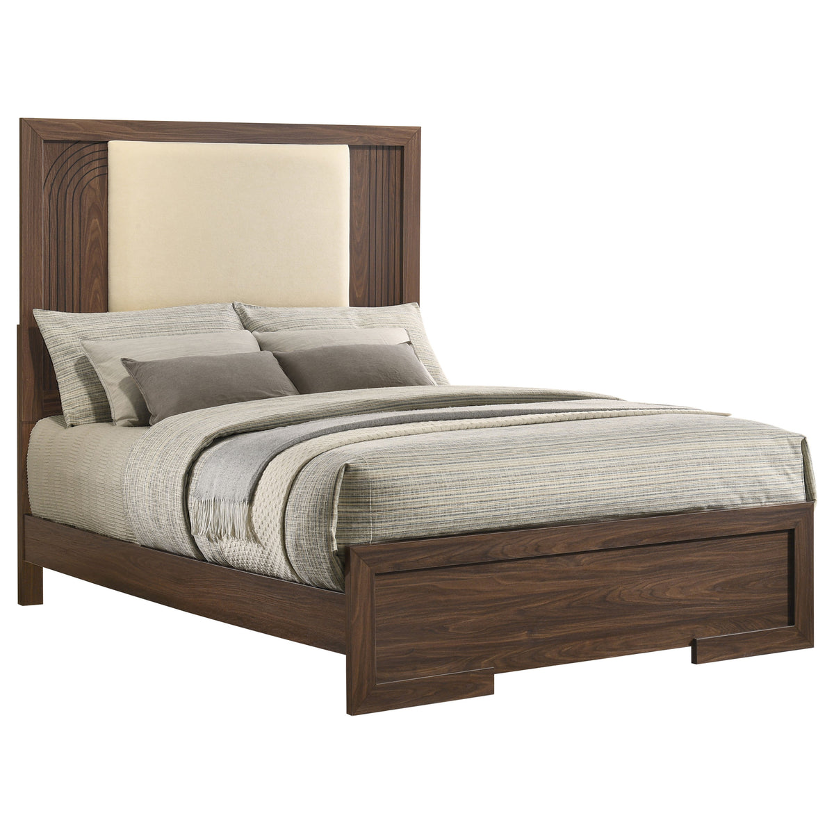 Etienne Velvet Upholstered Panel Bed Walnut - Full
