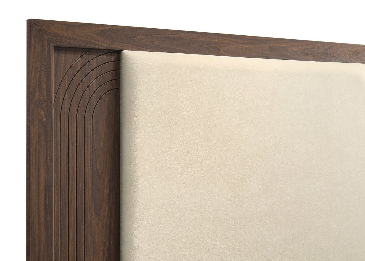 Etienne Velvet Upholstered Panel Bed Walnut - Full