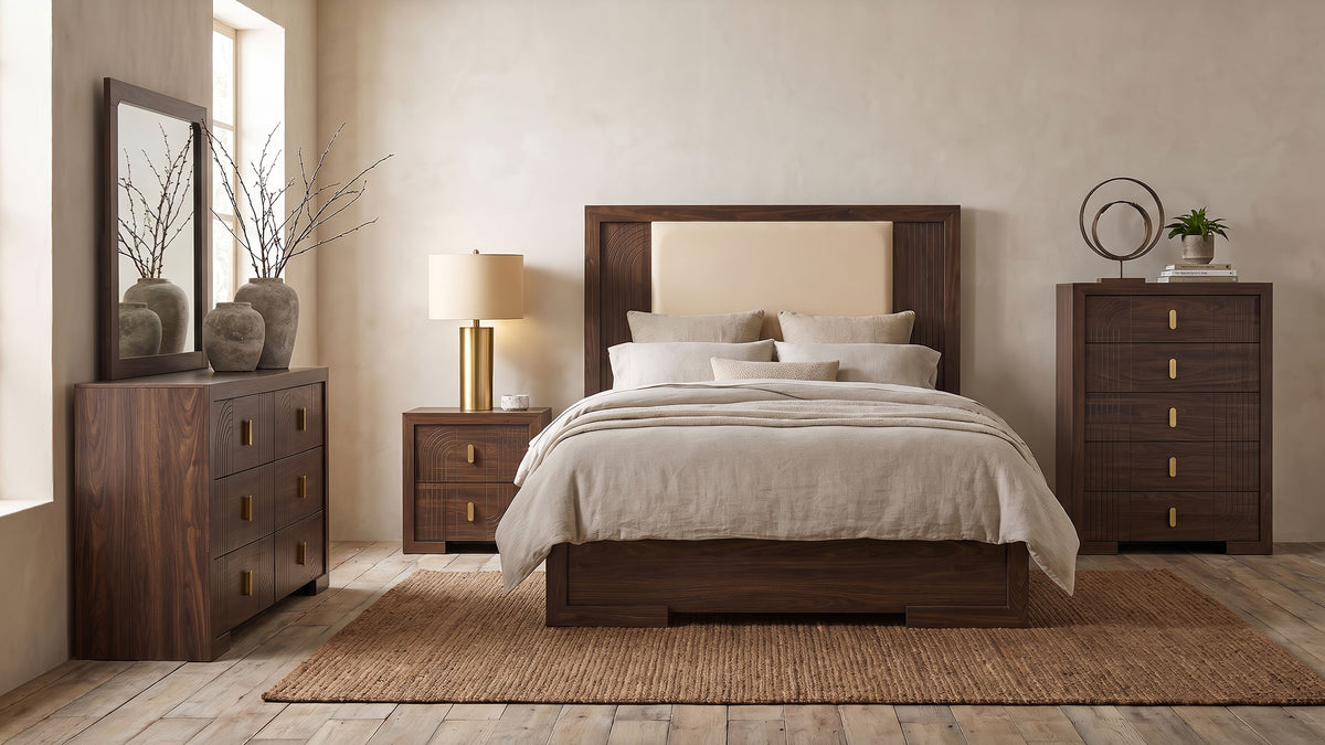 Etienne Velvet Upholstered Panel Bed Walnut - Full