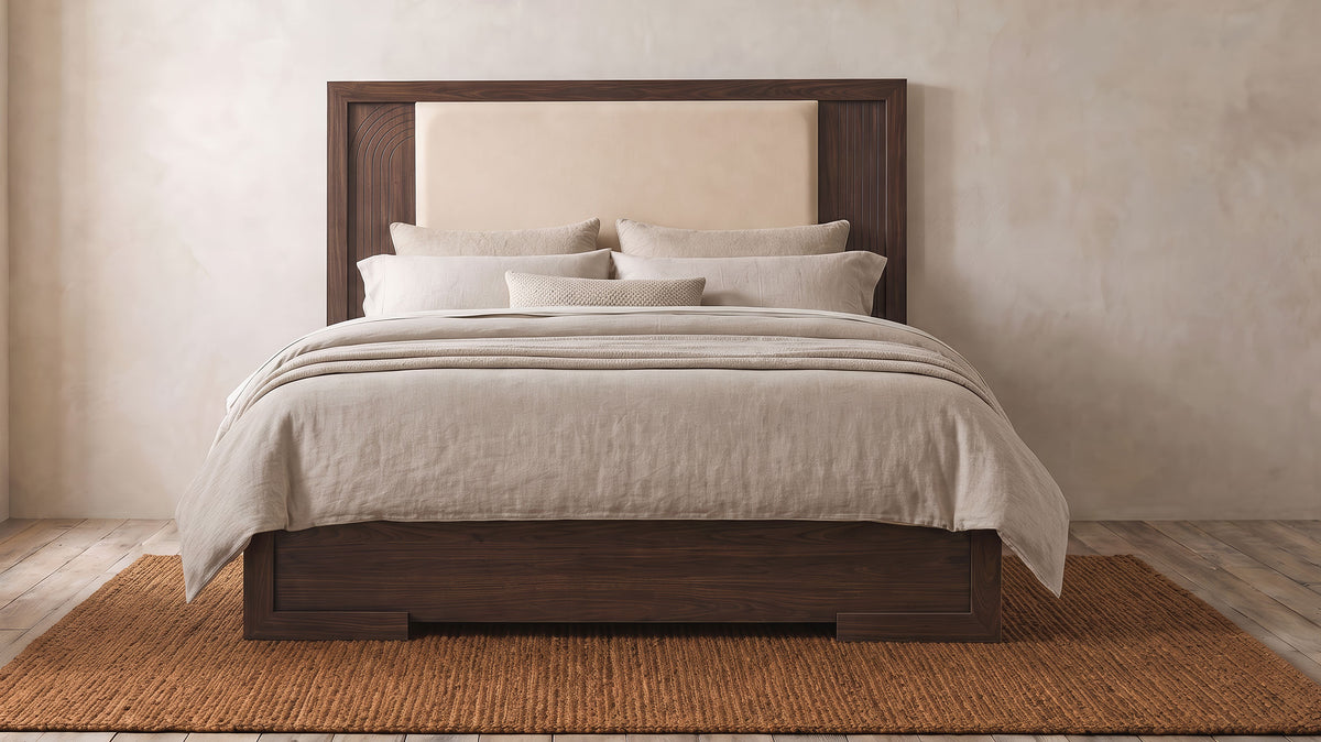 Etienne Velvet Upholstered Panel Bed Walnut - Eastern King