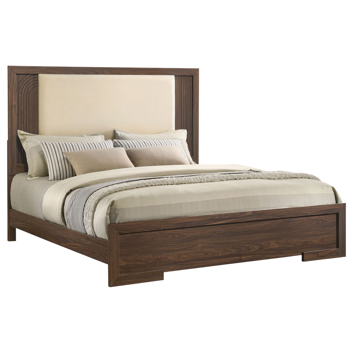 Etienne Velvet Upholstered Panel Bed Walnut - Eastern King