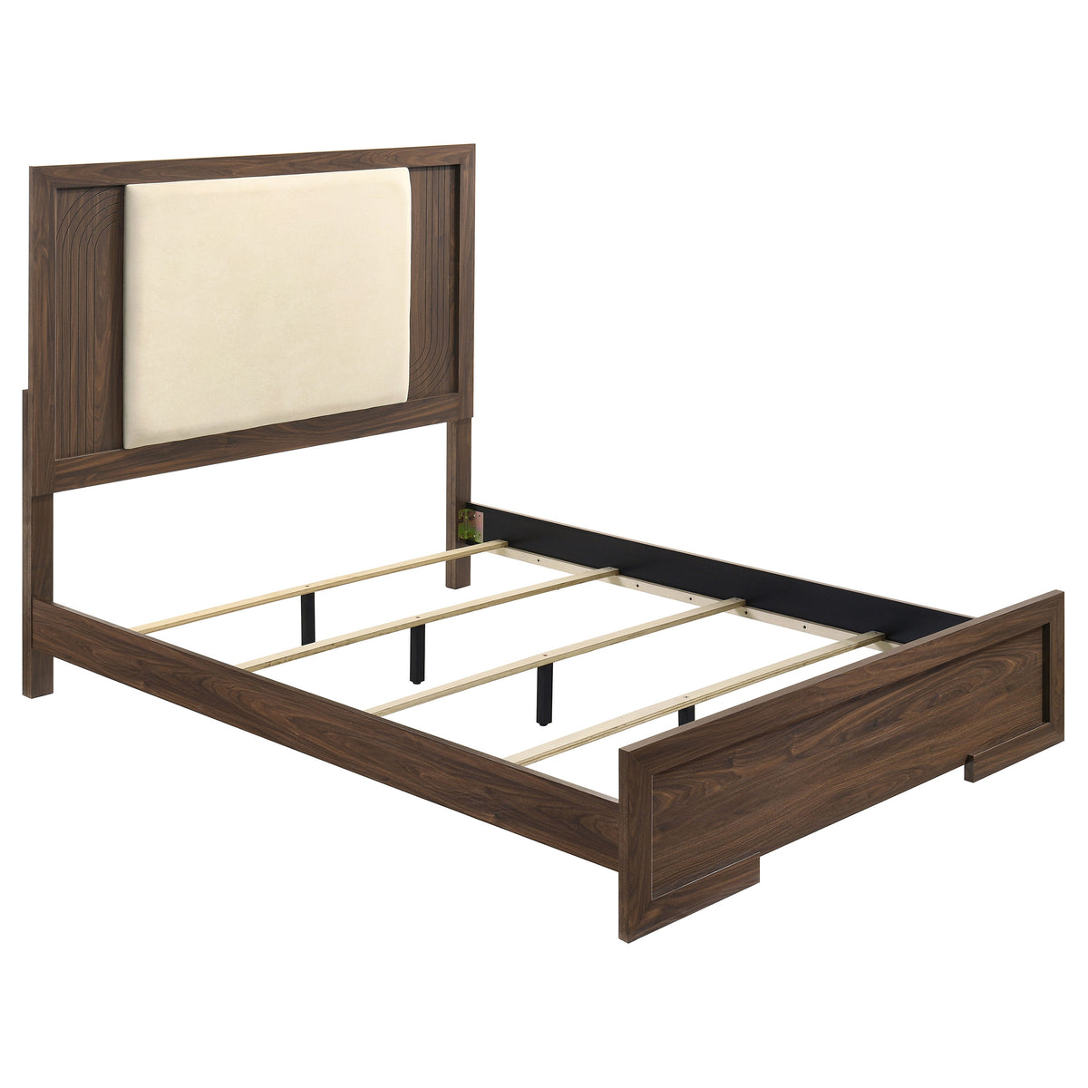 Etienne Velvet Upholstered Panel Bed Walnut - Queen