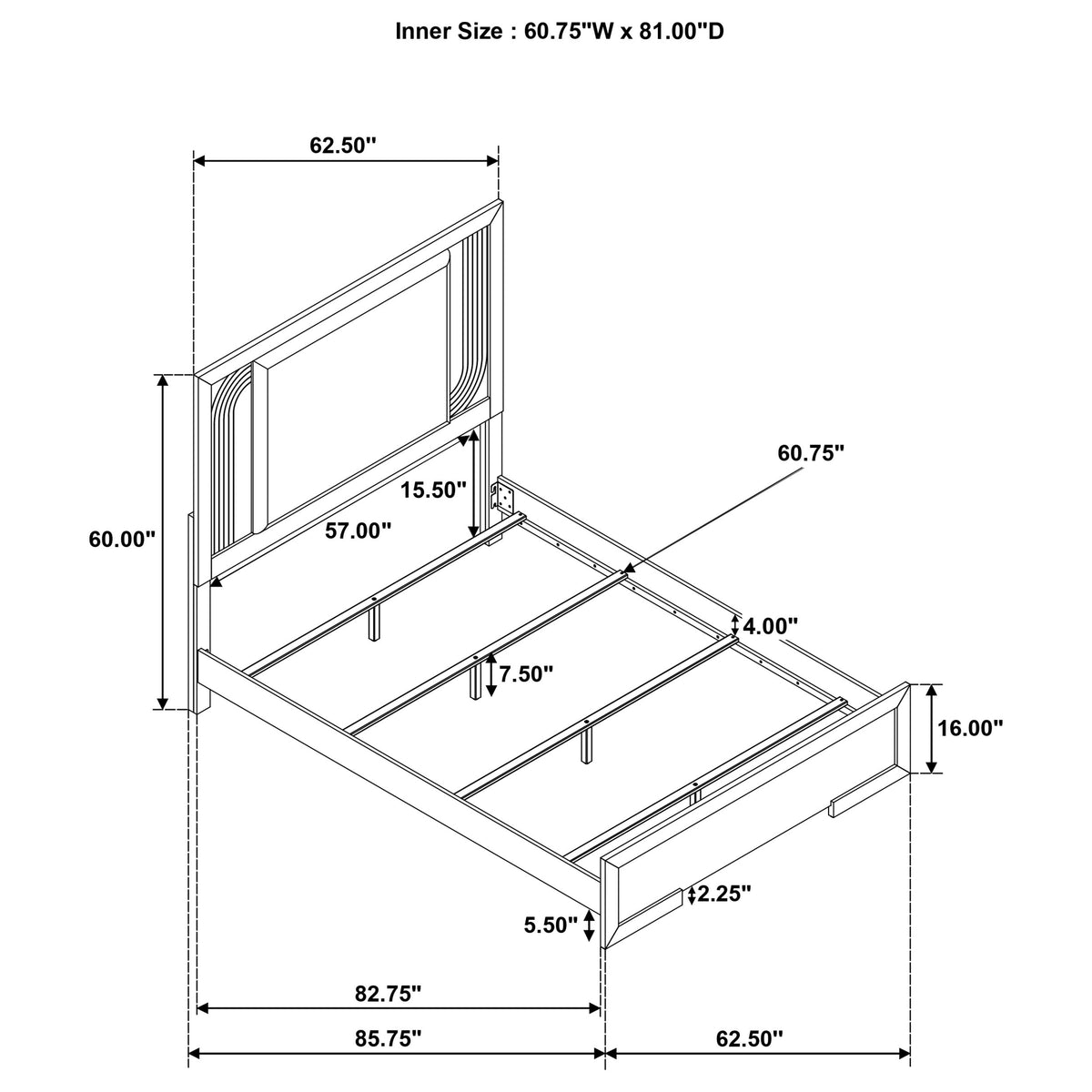Etienne Velvet Upholstered Panel Bed Walnut - Queen