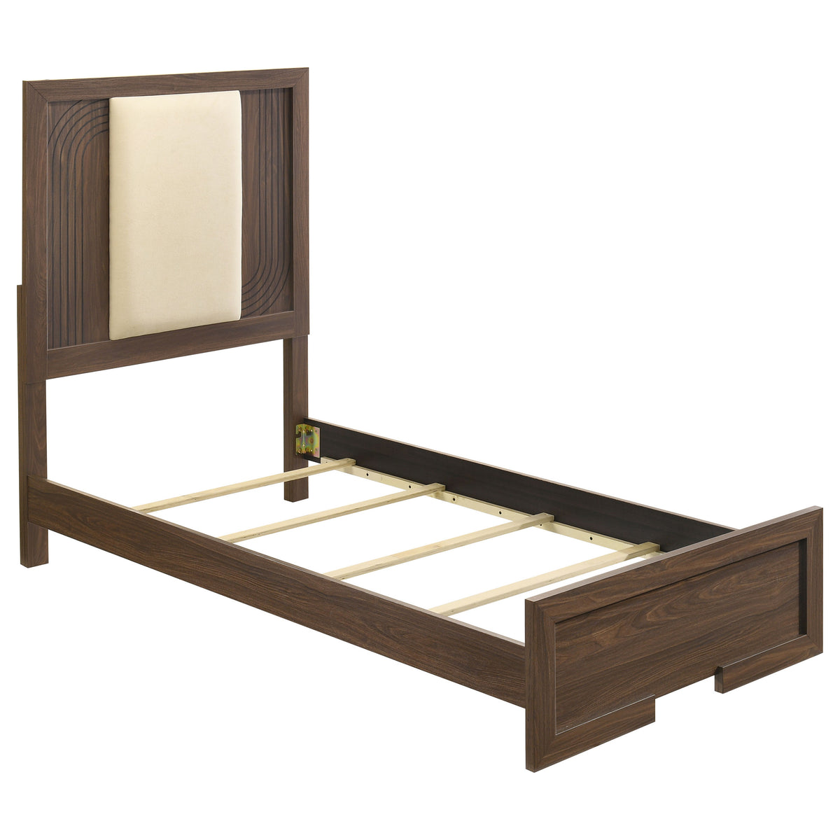 Etienne Velvet Upholstered Panel Bed Walnut - Twin