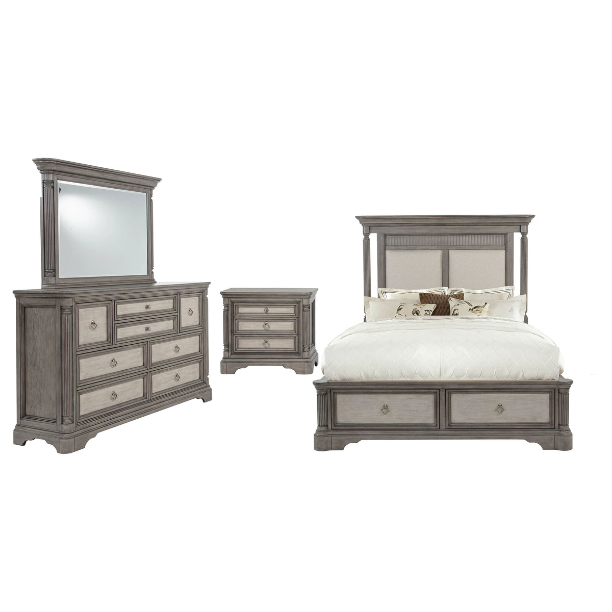 Cresswell 4-piece Storage Bedroom Set Weathered Taupe - Eastern King