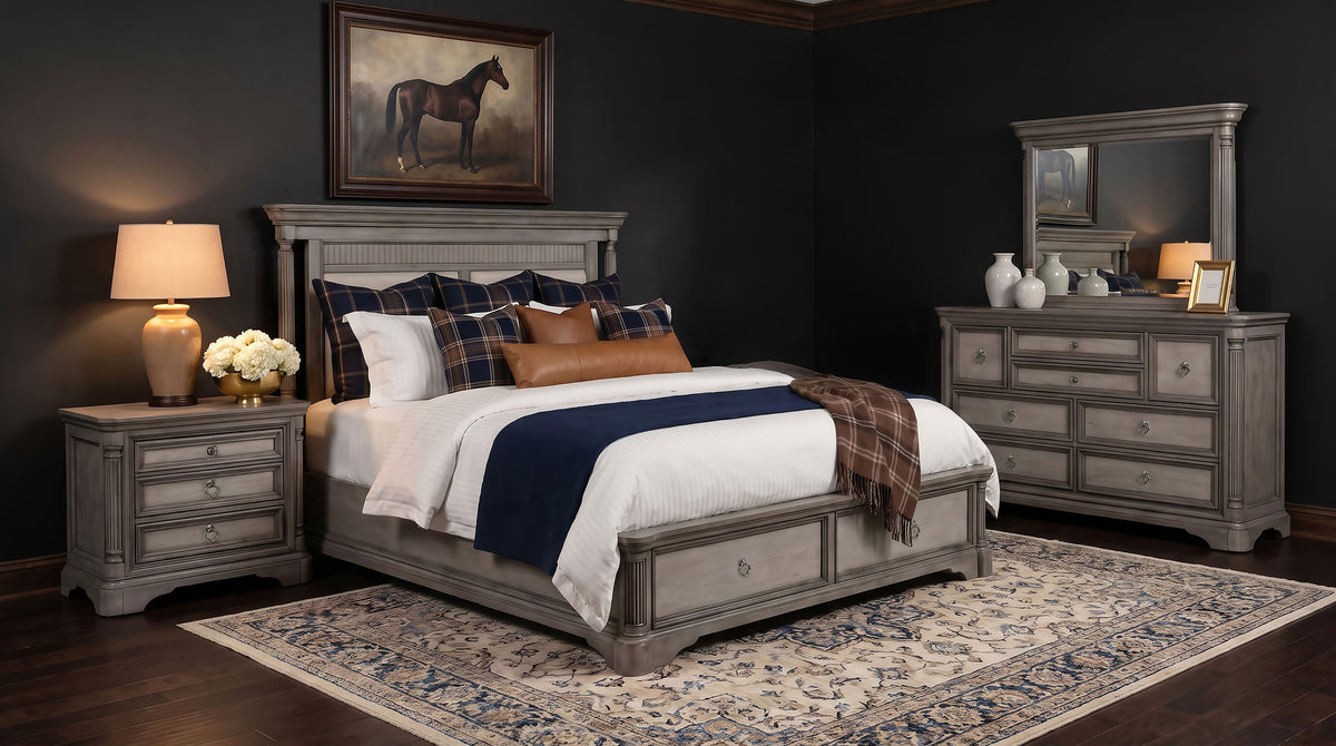 Cresswell 4-piece Storage Bedroom Set Weathered Taupe - Queen
