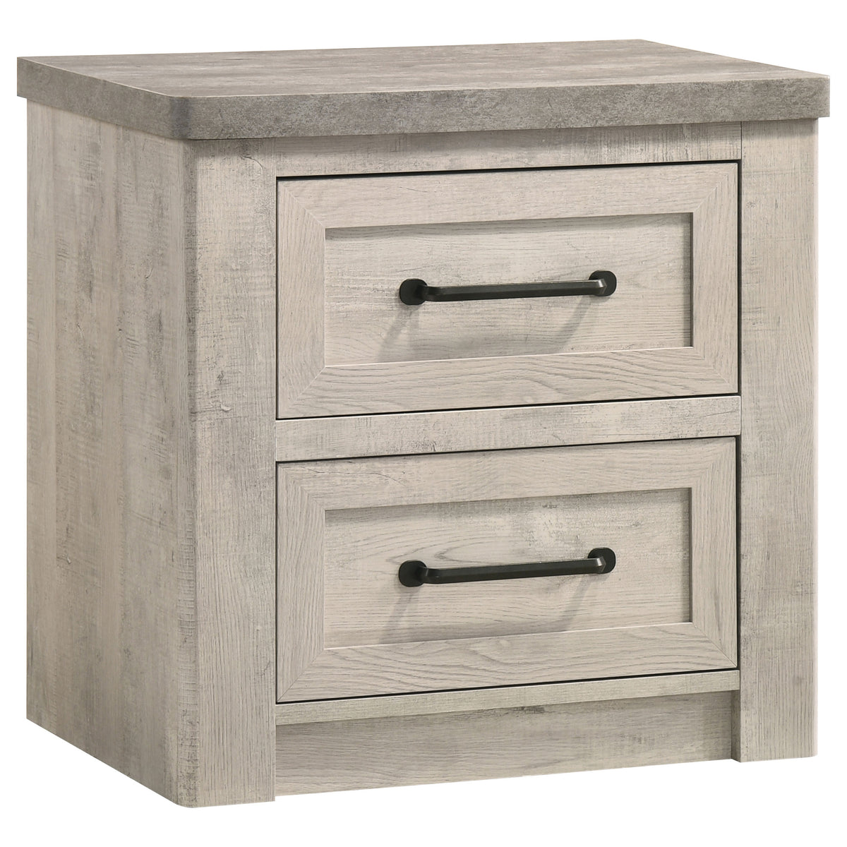 Nevado Farmhouse 2-Drawer Nightstand Grey and Weathered Taupe
