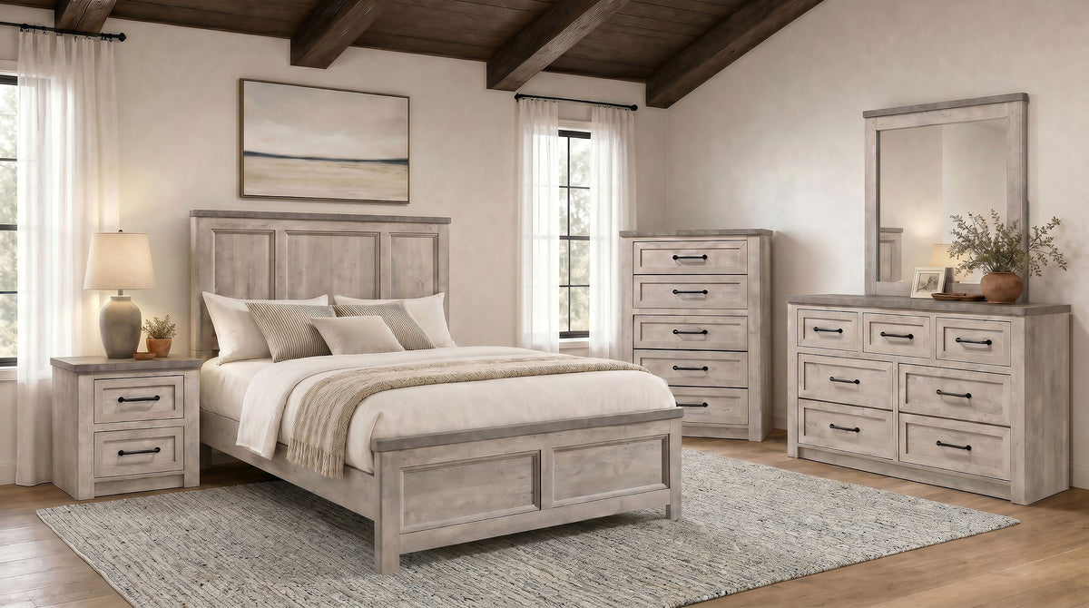 Nevado Farmhouse Beveled Dresser Mirror Grey and Weathered Taupe