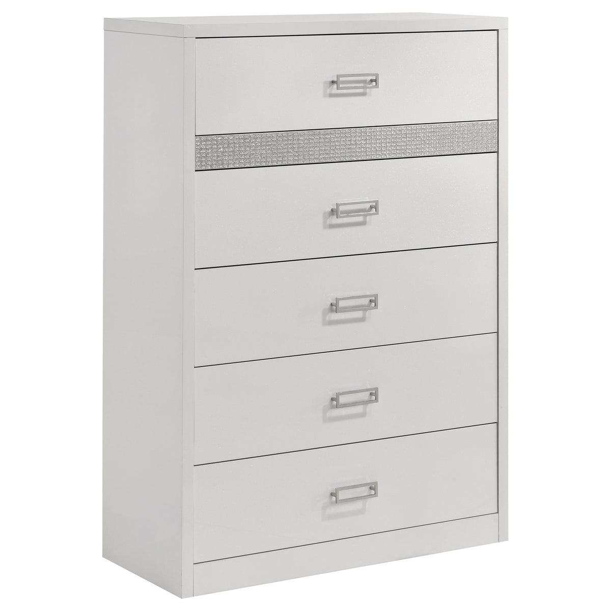 Viana 5-Piece Touch-Control LED Bedroom Set White High Gloss - Eastern King