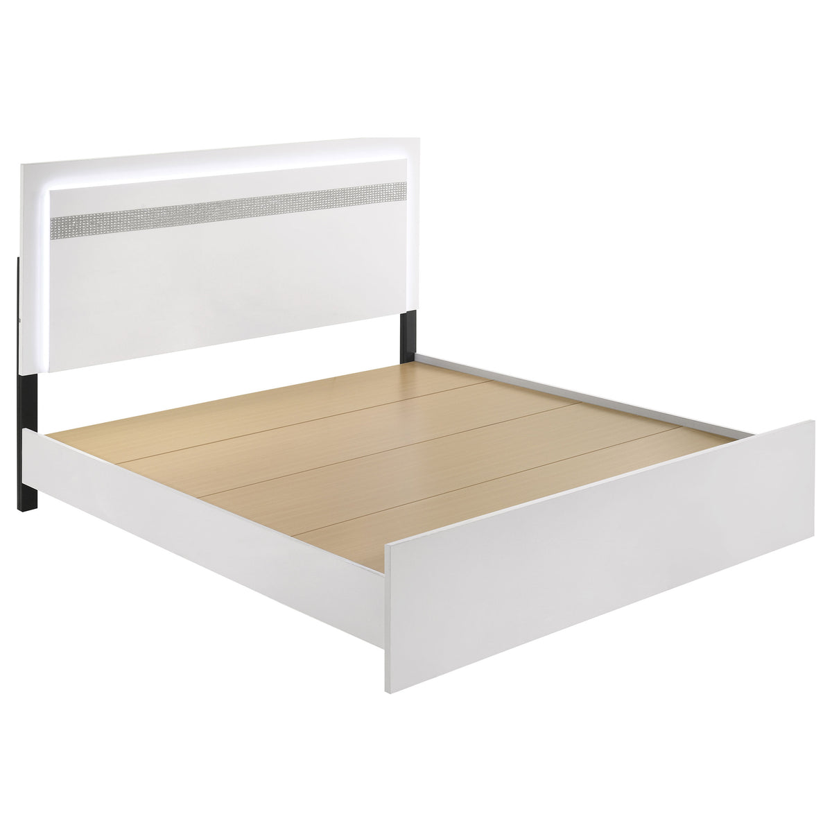 Viana Touch-Control LED Platform Bed White High Gloss - Eastern King