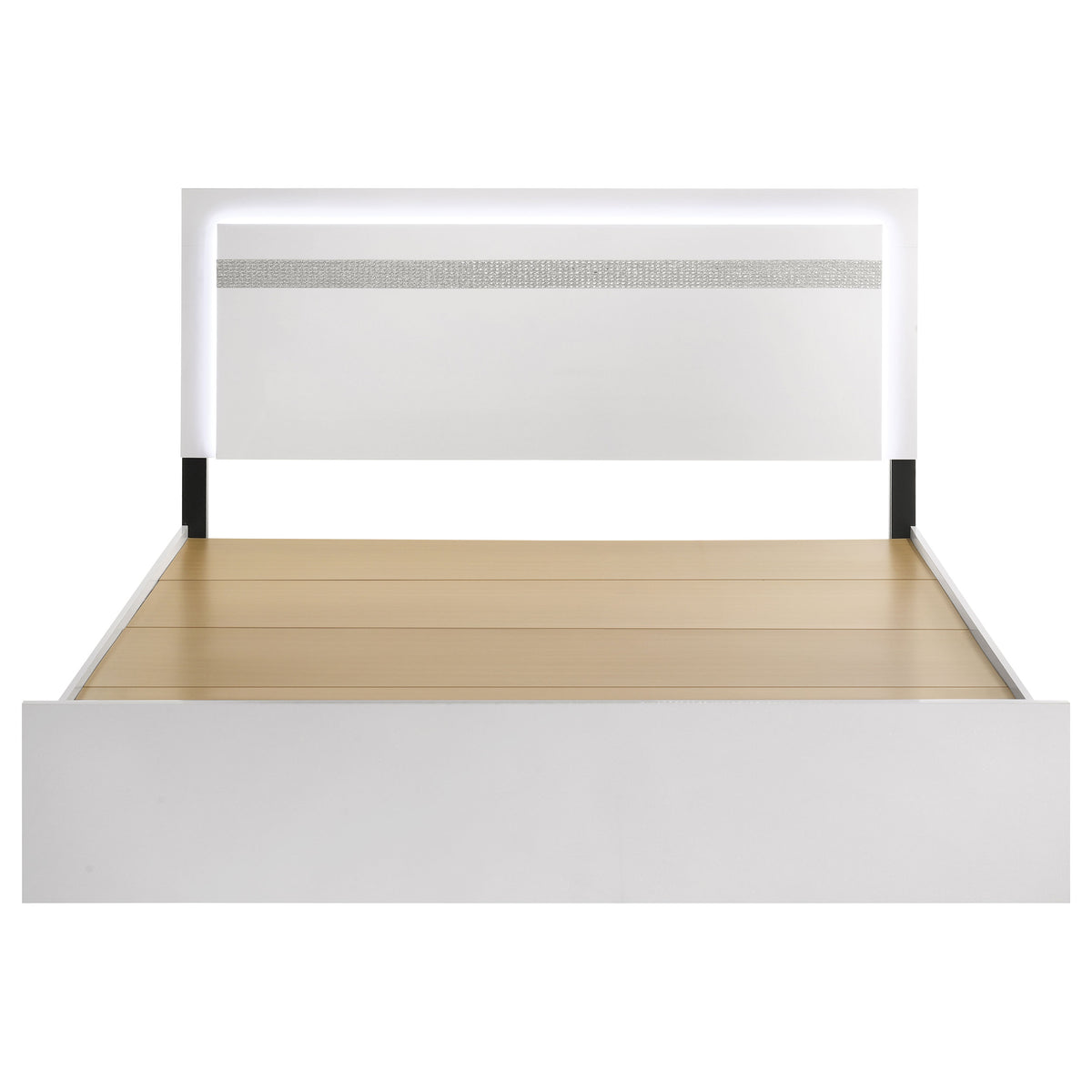 Viana Touch-Control LED Platform Bed White High Gloss - Eastern King