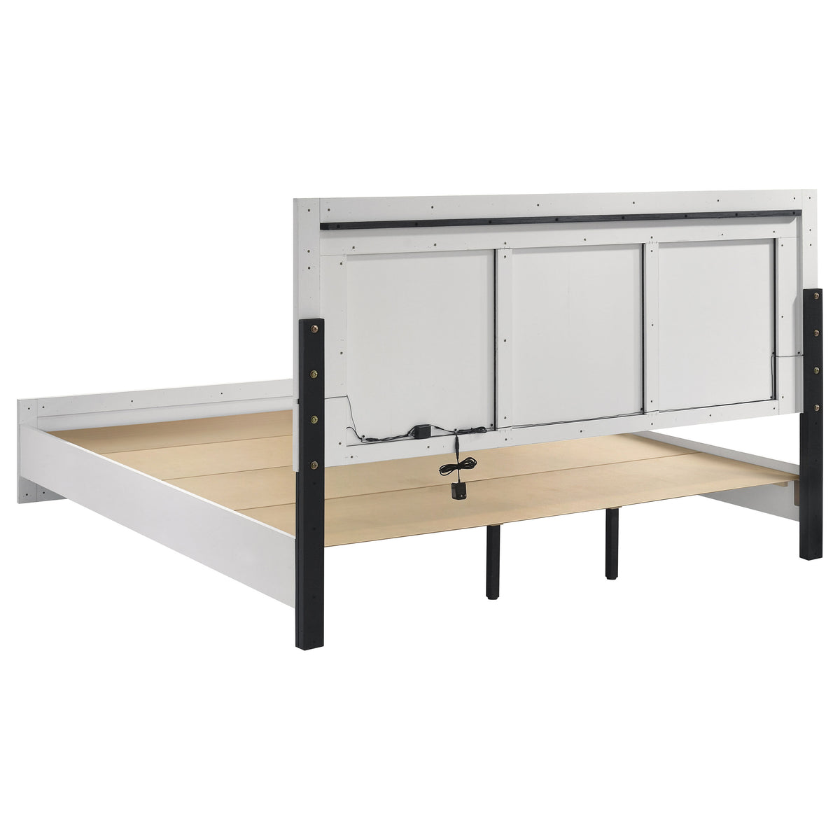 Viana Touch-Control LED Platform Bed White High Gloss - Eastern King
