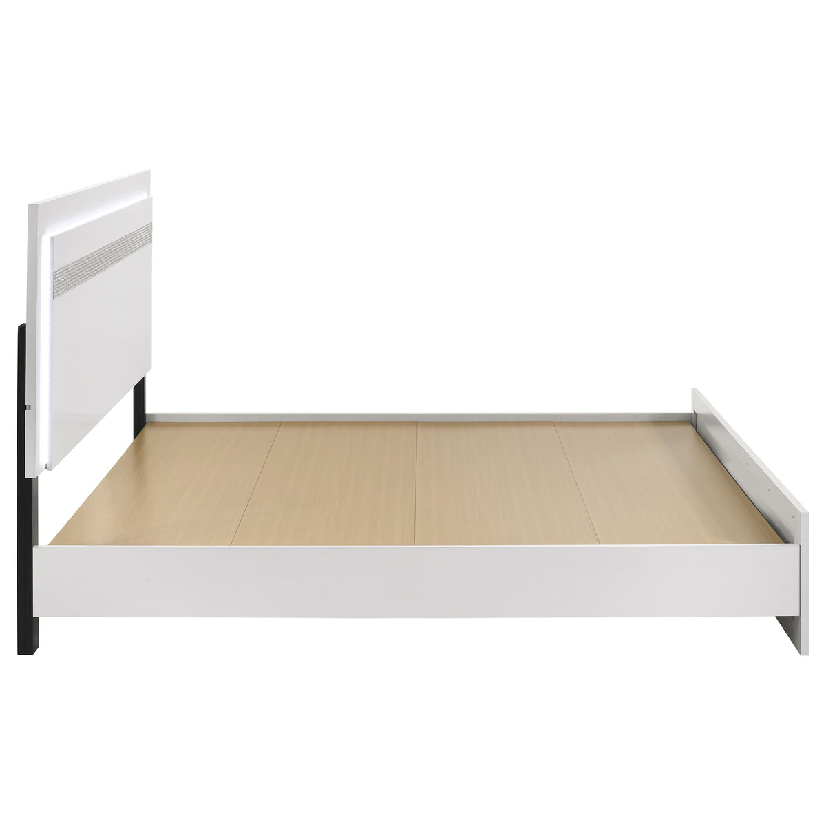 Viana Touch-Control LED Platform Bed White High Gloss - Eastern King