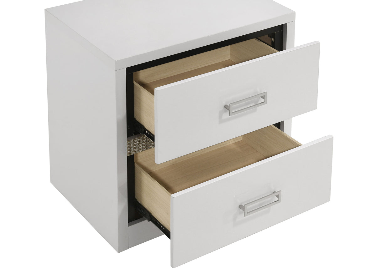 Viana 4-Piece Touch-Control LED Bedroom Set White High Gloss - Queen