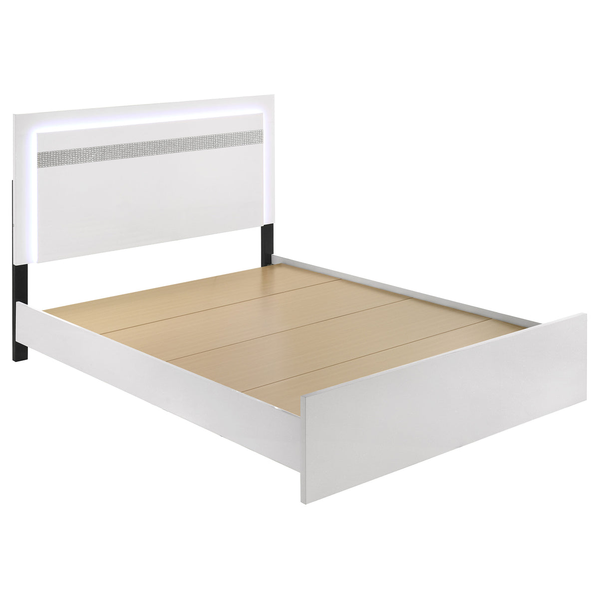Viana 5-Piece Touch-Control LED Bedroom Set White High Gloss - Queen