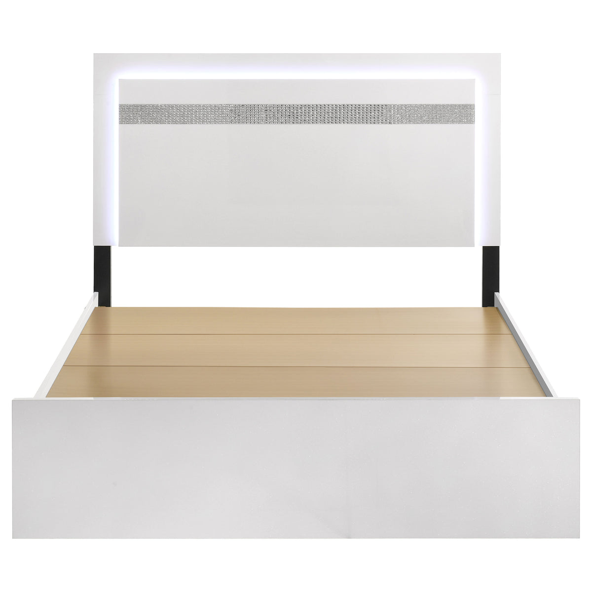 Viana Touch-Control LED Platform Bed White High Gloss - Queen