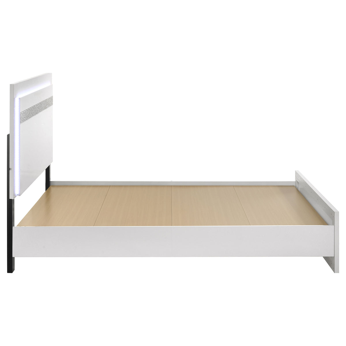 Viana Touch-Control LED Platform Bed White High Gloss - Queen