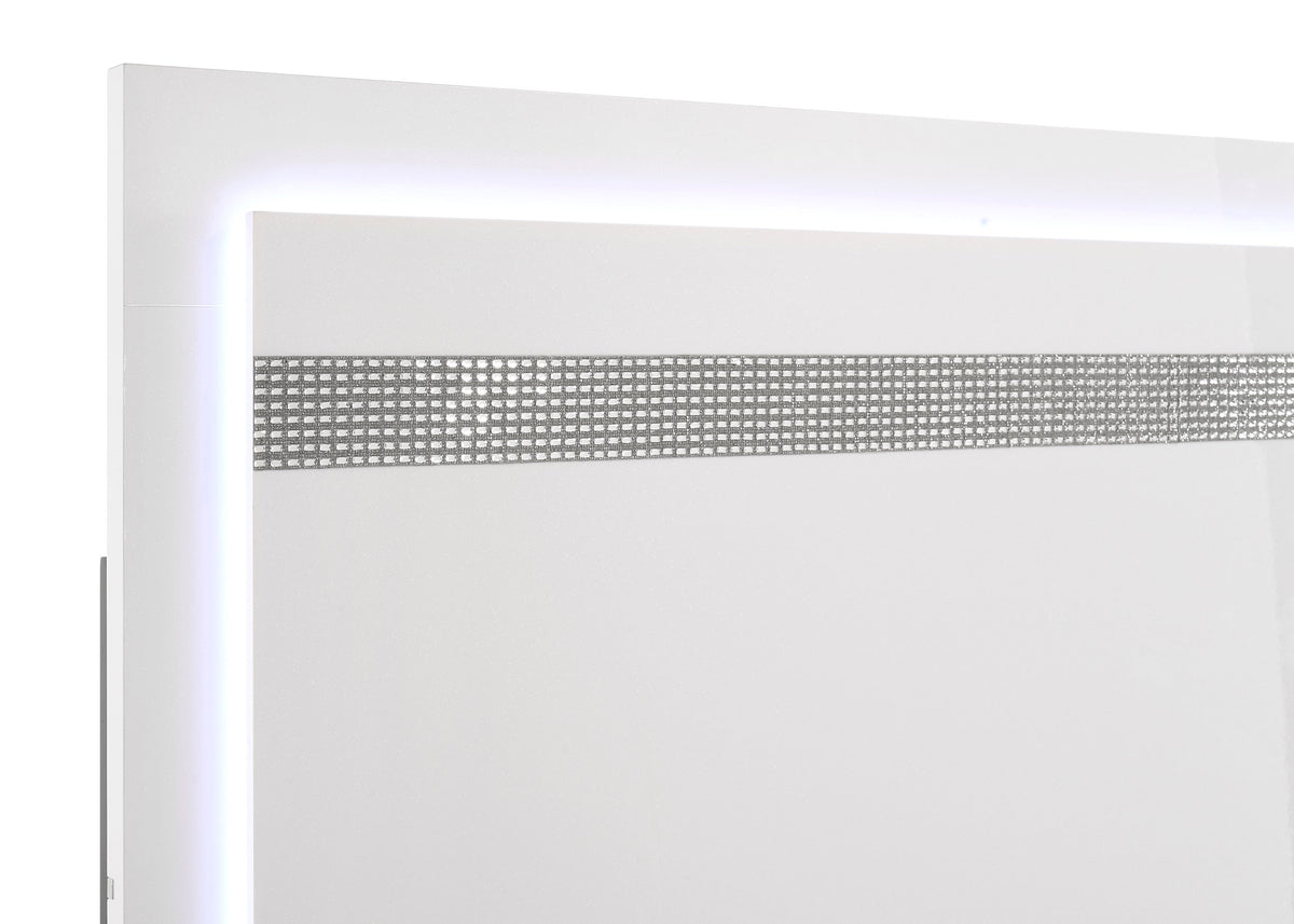 Viana Touch-Control LED Platform Bed White High Gloss - Queen