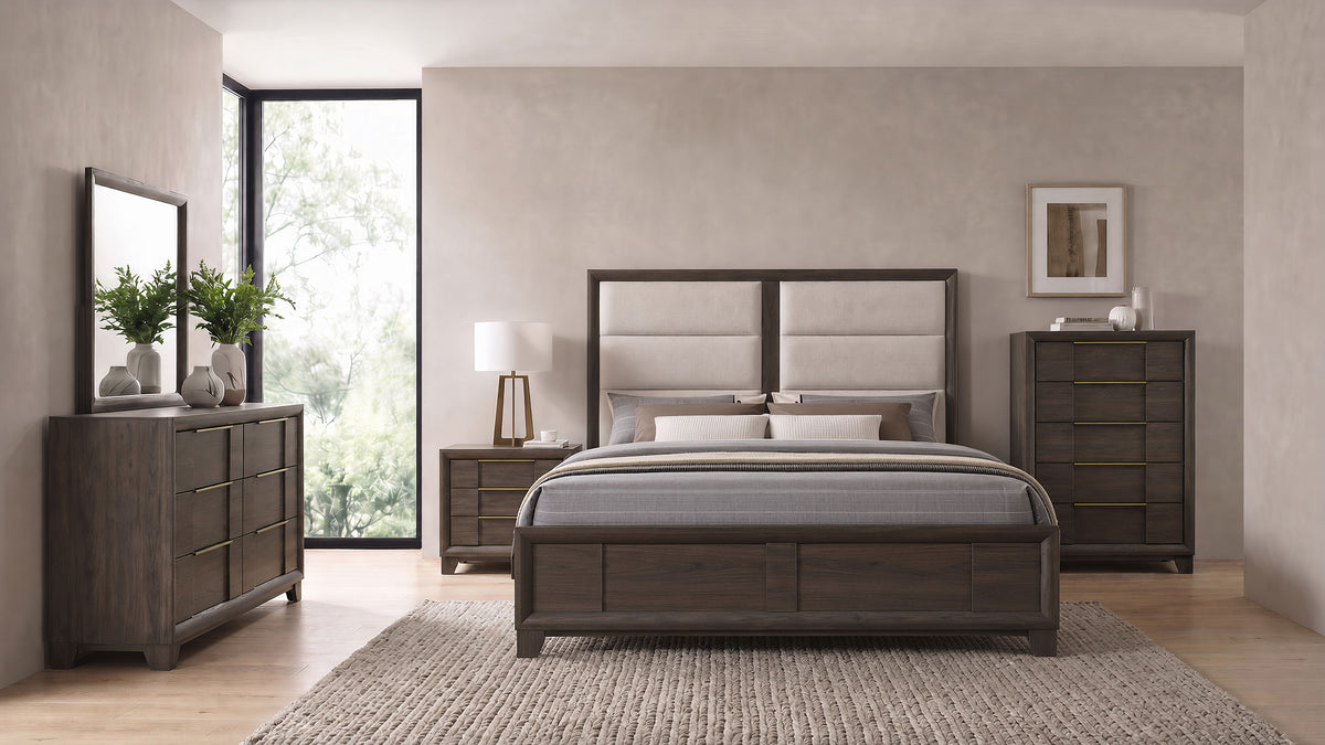 Farre 5-piece Bedroom Set - Eastern King, Dark Brown and Beige