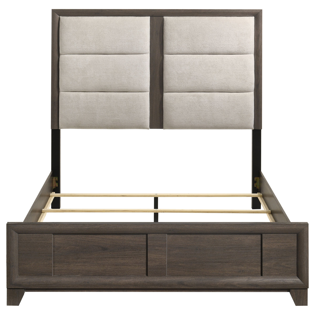 Farre Upholstered Panel Bed - Queen, Dark Brown and Beige