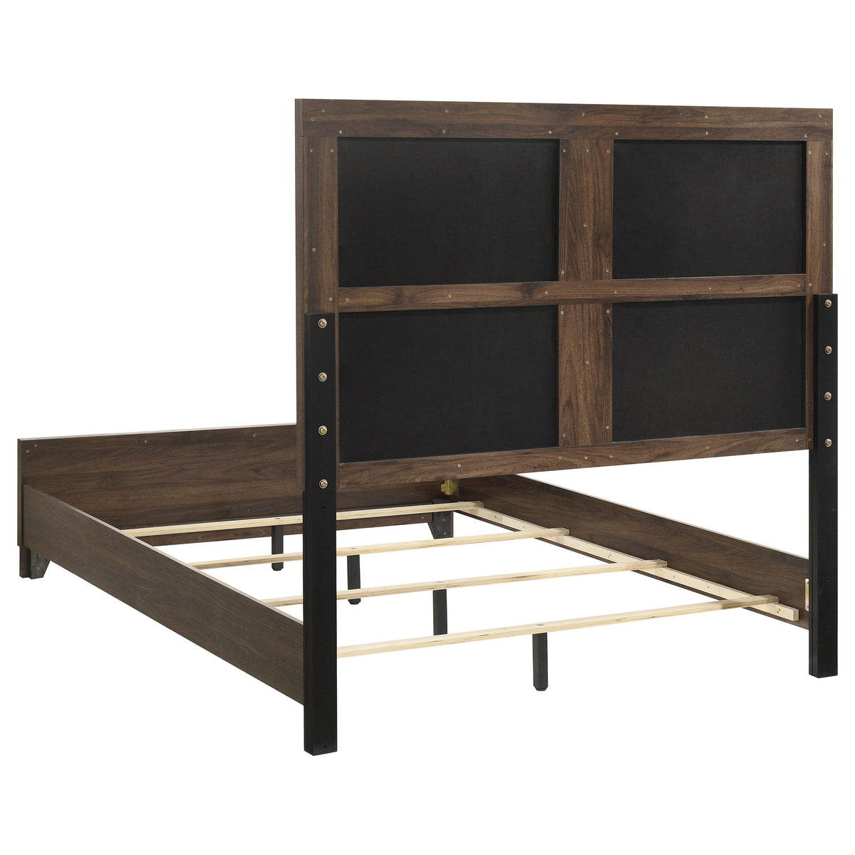 Farre Upholstered Panel Bed - Queen, Dark Brown and Beige