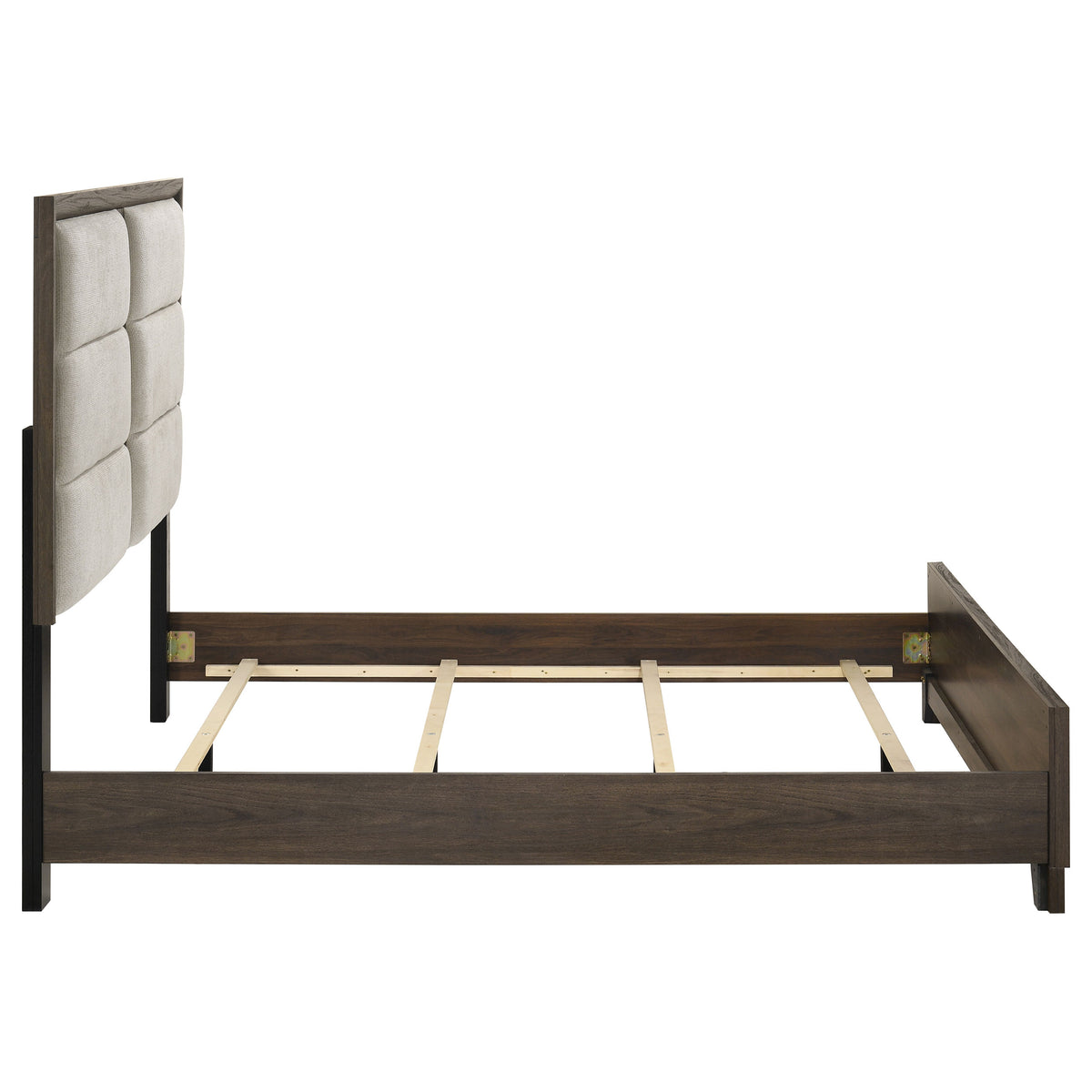 Farre Upholstered Panel Bed - Queen, Dark Brown and Beige