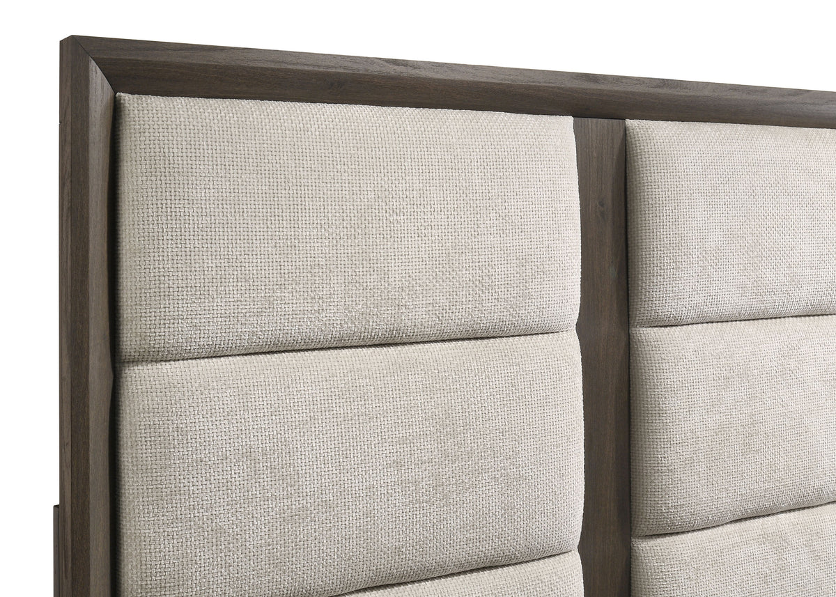 Farre Upholstered Panel Bed - Queen, Dark Brown and Beige