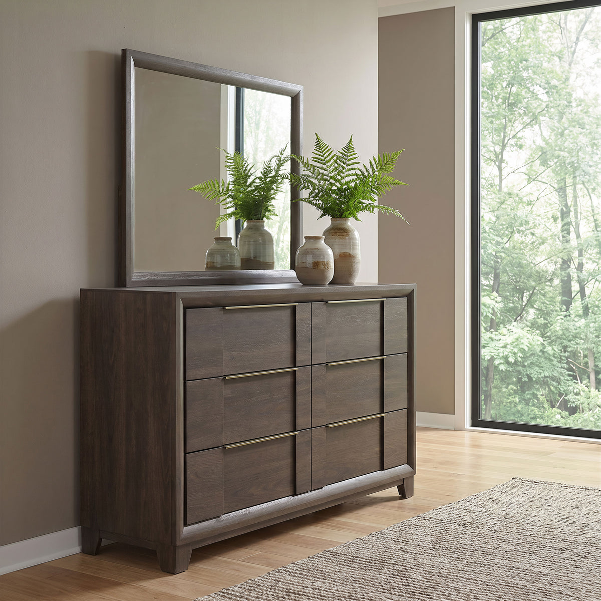 Farre 6-drawer Dresser - Dark Brown, With Mirror